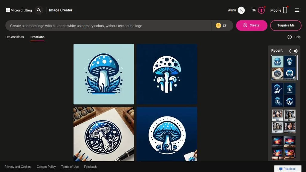 Making adjustments to AI shroom logo design 
